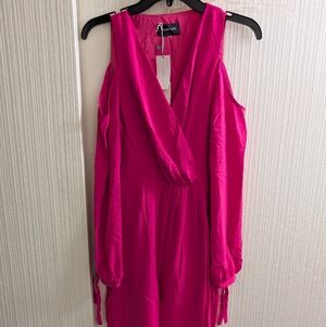 Sugar + Lips NWT Fushia Cold Shoulder LS  Size S Valentine's Dress